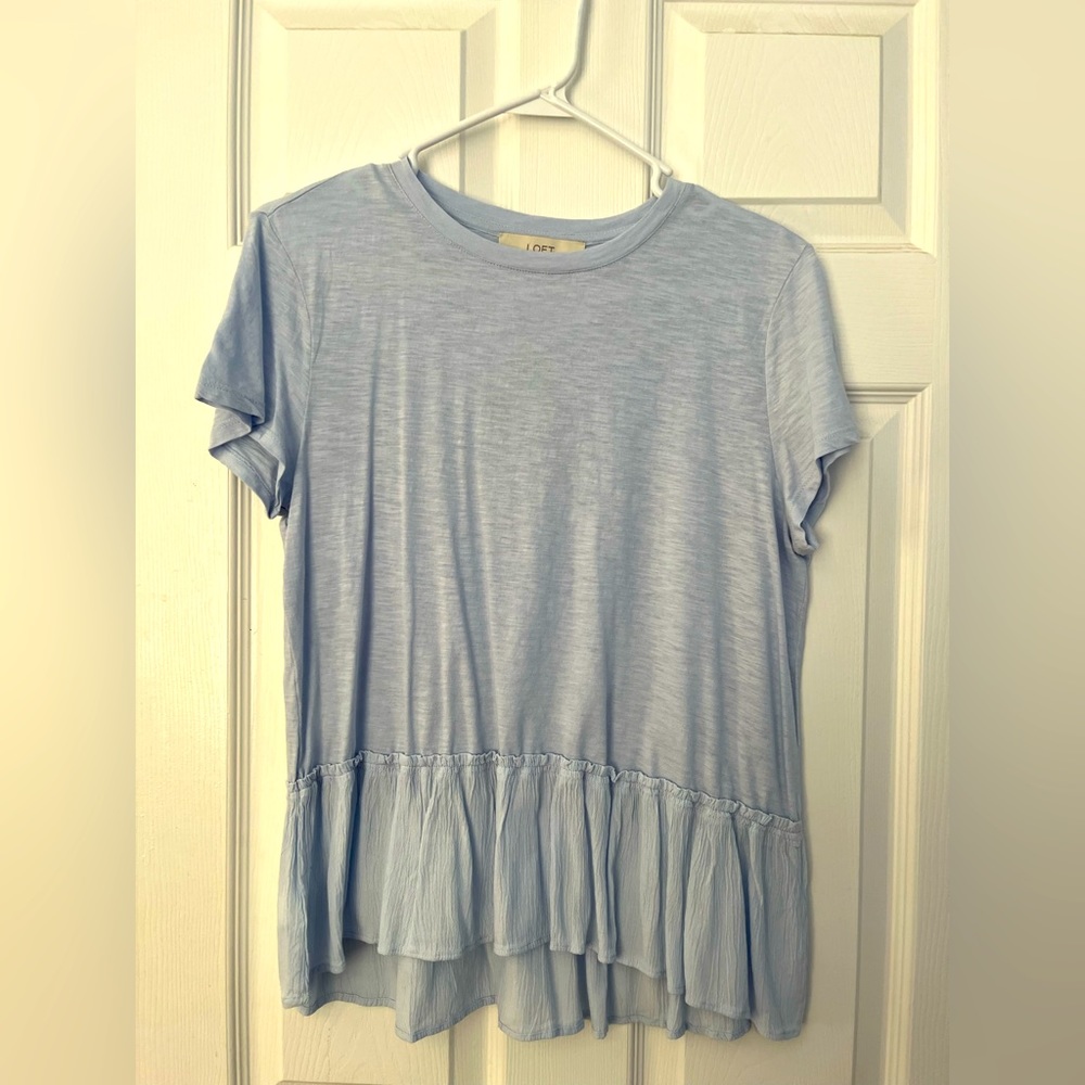Loft NWT Cotton Baby blue Petite Large cotton T-shirt top